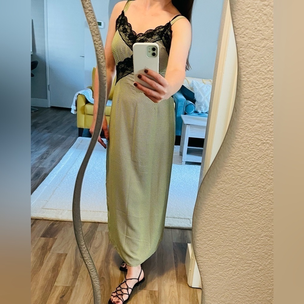Glamorous Yellow and Black Polka Dot Maxi Dress